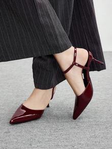 CUCCOO BIZCHIC Tacones de aguja elegantes y con punta puntiaguda de plata para mujer