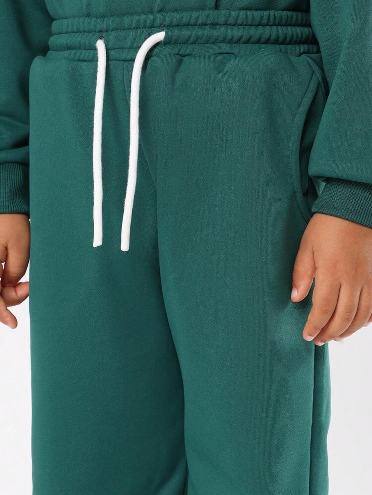 Letter Print Sweatshirt And Jogger Set With Drawstring