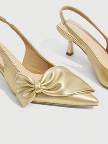 CUCCOO SZL Women's High Heel Pumps With Bow Element, Pointed Toe, Slim Heel, Open Back, Fashion Elegant Pink High Heel Shoes