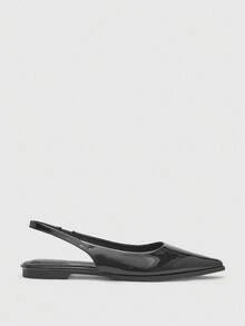 CUCCOO BIZCHIC Women's Pointed Toe Slingback Flats, Black Backless Comfortable Minimalist Casual Loafers, Versatile Work Shoes For Christmas - Black - View 7