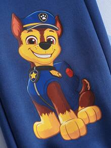 SHEIN | PAW Patrol Young Boy Cartoon Cute Gradient Color Puppy Print Contrast Color Raglan Sleeve Loose Sweatshirt And Sweatpants Set Boy Clothes - Blue - View 5