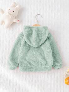 Cozy Pixies 秋冬女婴猫咪图案保暖连帽长袖套头衫 - 綠色 - 查看 2