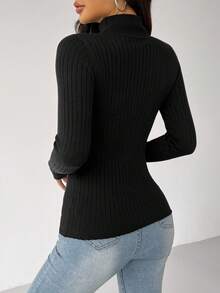 SHEIN PETITE 3pcs Turtle Neck Ribbed Knit Sweater,Long Sleeve Tops In Fall/Winter - Multicolor - View 8