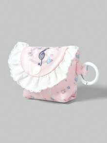 ROMWE Kawaii Bolsa portátil mini, monedero, estuche para auriculares, llavero de almacenamiento con diseño de nota musical y cuadros - Multicolor - Ver 2