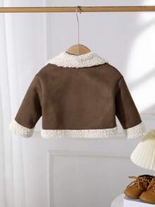 SHEIN Áo khoác Mommy And Me Khaki lót nhiệt có khóa kéo, có ve áo, thích hợp cho các hoạt động ngoài trời, tiệc tùng, chơi tuyết, mùa thu/đông - màu nâu - Xem 5