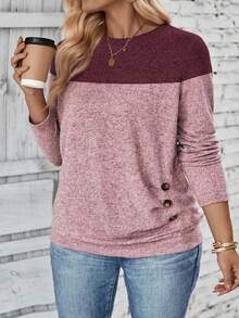 EMERY ROSE Áo thun tay dài cổ tròn màu trơn thời trang thường ngày cỡ lớn dành cho nữ - Nhiều màu - Xem 4