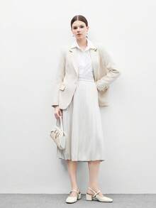 CUCCOO BIZCHIC 女士方头粗跟米色露跟高跟鞋，优雅的办公室工作鞋 - 米色 - 查看 3