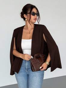Firerie Áo khoác đen cỡ lớn Prive Elegant Romantic Blazer - màu nâu - Xem 5