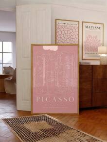 Zestaw 3 różowych plakatów ściennych inspirowanych Matisse'em i Picasso – abstrakcyjne plakaty z targu kwiatowego, wydruki na płótnie do salonu, sypialni, jadalni (bez ramek), prezenty, urodziny, ukończenie szkoły, wystrój kuchni - Różowy - Zobacz 2