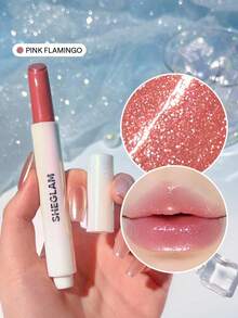 SHEGLAM Pout-Perfect Shimmer Lip Plumper-Pink Flamingo Moisturising Plumping Shimmer Solid Lip Gloss Non-Stick Shimmer Nourishing Lip Plumping Serum Coconut Oil Lipstick Lip Cosmetics Brand Beauty Makeup Cosmetic For Women Girls Perfect For Fall Winter Ideal For Y2K Fancy Fashion Suitable For Birthday Present Halloween Party Ready Best Color