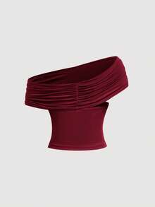 SHEIN MOD Women's Elegant Solid Color Versatile Halter Neck Top, Summer