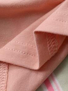 DAZY 2 件套幼儿女童圆领休闲短袖 T 恤和条纹宽松裤睡衣套装 - 淺粉色 - 查看 7