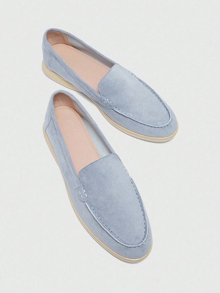 CUCCOO BIZCHIC Women's Fashionable Blue Suede Comfortable Casual Loafers, Suitable For Commuting, Outdoor, Shopping, Work, Daily Wear For Christmas Spring Shoes