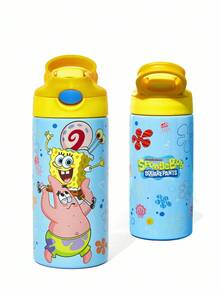 SpongeBob SquarePants | SHEIN 16 Oz / 500 Ml Stainless Steel Leak-Proof With Lid And Pop-Up Straw ,Suitable For Children Over 3 Years Old, Back To School - Multicolor - View 7