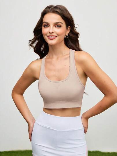 Cheerettes Crew Neck Backless Sleeveless Sports Bra, Fall view 4