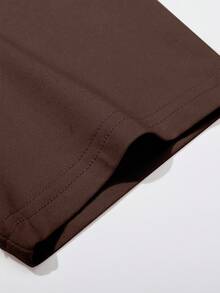 Manfinity Homme Áo thun nam cổ tròn tay ngắn in chữ đa năng thường ngày - màu nâu - Xem 4