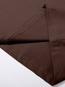 Manfinity Homme Áo thun nam cổ tròn tay ngắn in chữ đa năng thường ngày - màu nâu - Xem 5