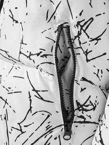 EURMUSE Men Allover Print Slant Pockets Puffer Coat - White - View 3