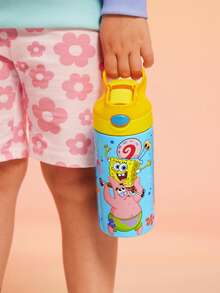 SpongeBob SquarePants | SHEIN 16 Oz / 500 Ml Stainless Steel Leak-Proof With Lid And Pop-Up Straw ,Suitable For Children Over 3 Years Old, Back To School - Multicolor - View 2