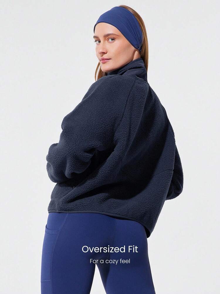 Cozy Thick Polar Fleece Soft Warm Relaxed Fit Elastic Hem Long Sleeve Jacket With Multi Pockets Daily Casual Winter