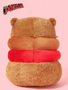 Cute Capybara Hamburger Plush Toy - Soft Polyester Home Decor Doll With Vibrant Burger Design, Brown & White Capybara In A Hamburger Outfit, Perfect For Rooms Or As A Unique Gift, Dollhouse Accessory | Playful Design | Durable Fabric, Capybara Decor