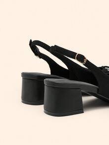 CUCCOO BASICS Sepatu hak rendah klasik dengan tali belakang, nyaman, dan bernapas untuk wanita, cocok untuk bepergian, kencan, pesta, liburan, dan berbagai acara seperti sepatu Natal dan musim semi. - Hitam - View 4