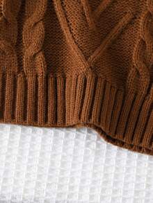 Toddler Girls' Textured Turtleneck Long Sleeve Sweater Fall Winter - Brown - View 6