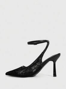 CUCCOO SZL Women's Fashionable Sexy Lace Wedding High Heels For Christmas - Black - View 8