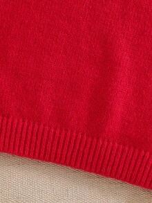Sparklyn Áo len cổ tròn màu đỏ cho bé gái, dáng regular fit, tay dài, thích hợp mặc ở nhà và ngoài trời, mùa thu/đông, Giáng sinh, áo len gia đình, áo len bố và con gái, áo len in hình ông già Noel, áo len Giáng sinh, áo len dệt kim. - Đỏ - Xem 4