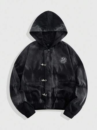 Street Life Giacca di jeans con cappuccio sfumato lavato alla moda da uomo