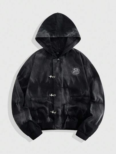 Street Life Veste en jean à capuche dégradé lavé pour homme