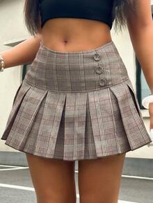 INAWLY 女款 American Baddie 条纹褶皱迷你裙，低腰 - 彩色 - 查看 3