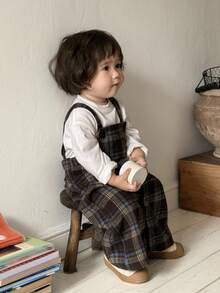 DAZY 女婴格子阔腿吊带休闲连体裤