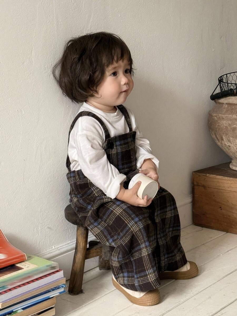 DAZY 女婴格子阔腿吊带休闲连体裤