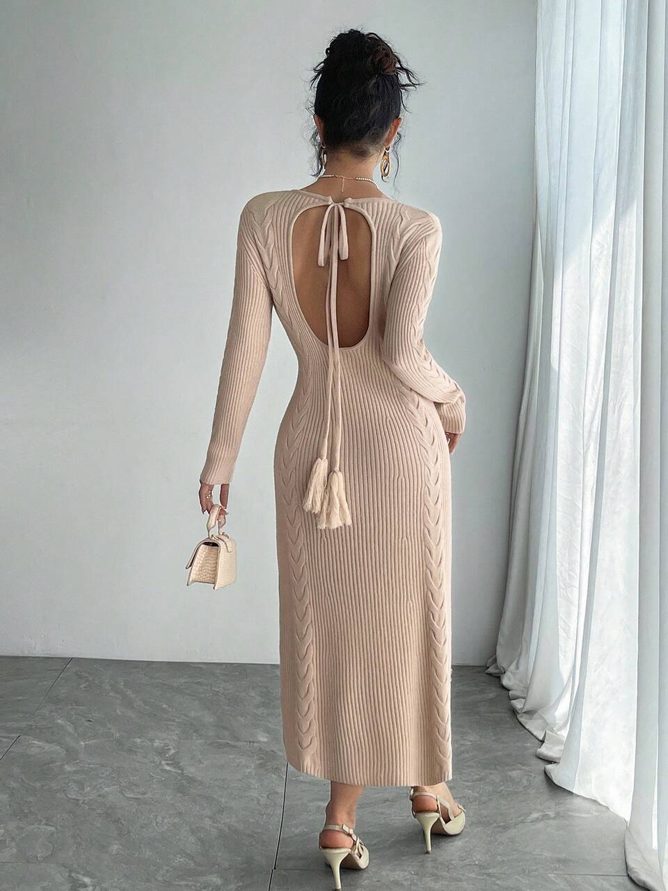Women's V-Neck Oversized Swing Sweater Dress Vacation
