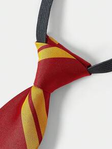 HARRY POTTER X SHEIN 1 burgunderrot-gelb gestreiftes Gummiband, freie lässige Krawatten für Herren und Damen
