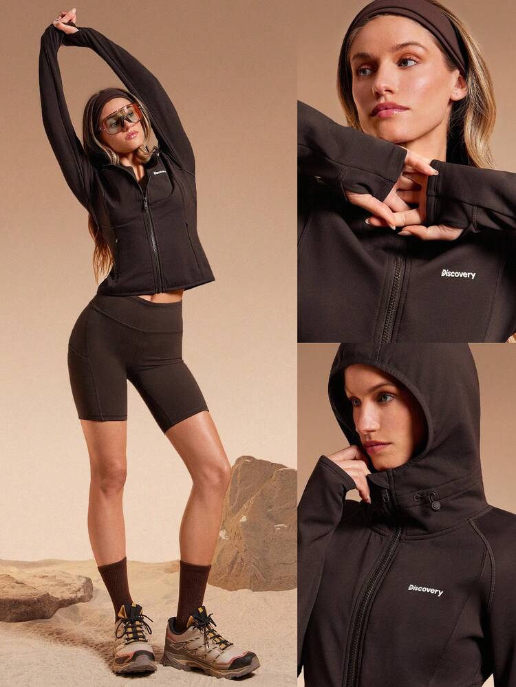 X Discovery Winterjacke mit Wasserdichter, winddichter Beschichtung, Hüftlänge, Daumenöffnungen, Reißverschlusstaschen, verstellbarer Kapuze, Fleece, für Wandern, Training, Outdoor, Herbst und Winter, Alltag und Lässig