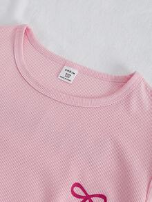 Genkimix Kids 女童蝴蝶印花白色长袖上衣和配套蝴蝶印花裤撞色边家居服套装 - 彩色 - 查看 4