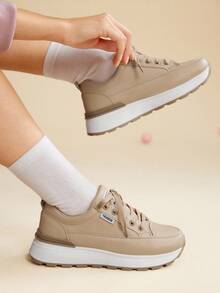 CUCCOO EASI Women's Thick Sole Solid Color Casual Sneakers