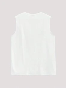 Open Phase STONE DISTRICT Men's Summer Casual Round Neck Letter Print Tank Top Spring To Summer - White - View 3