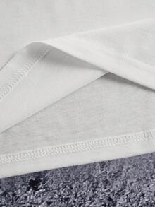 Manfinity Dauomo Camiseta de verano con estampado de letra vintage y árbol de palma oversize - Blanco - Ver 3