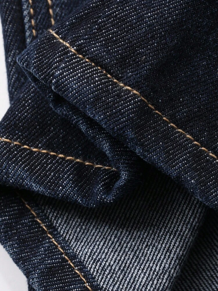 Casual Street Loose Fit Button Pocket Tween Girls Jeans