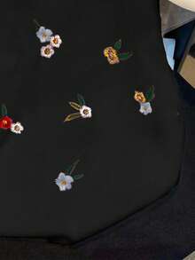 SHEIN Women's Summer Floral Embroidered Camisole - Black - View 4