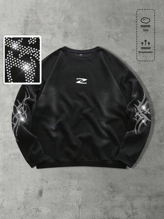 Street Life Men's Washed Sparkling Diamond Pullover Sweatshirt, For Fall