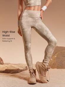 GLOWMODE X Discovery 24 英寸 FeatherFit™ Summit Flow 扎染侧袋高腰紧身裤户外徒步日常运动服 - 卡其色 - 查看 3