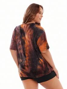 Solavibe Plus Size Women's Tie-Dye Round Neck T-Shirt For Summer - Multicolor - View 5