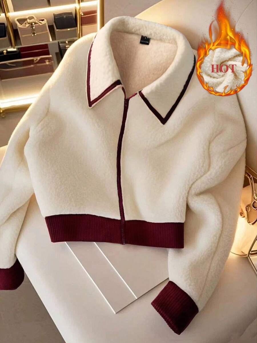 GlowEve Casual Color Block Warm Jacket, Autumn/Winter - Apricot - View 1