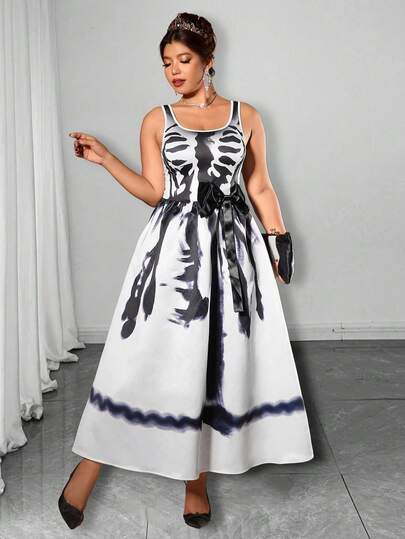 Elenzga Never Out Of Style: Gothic Prep With A Wednesday Twist. Embrace Your Inner Shadow Dark Feminine Fashion. Plus Size Women's Halloween Gothic Style Fitted Top And Puff Skirt With Bow Decor Dress  Never Out Of Style, Gothic  Prep With A Wednesday Twist (Wednesday Aesthetic) The Addams Vibe (Not The
Family)