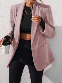 Aveloria Modichic Solid Color Fashionable Commuting OL Office Lady Design Suit Blazer  - Pink - View 4