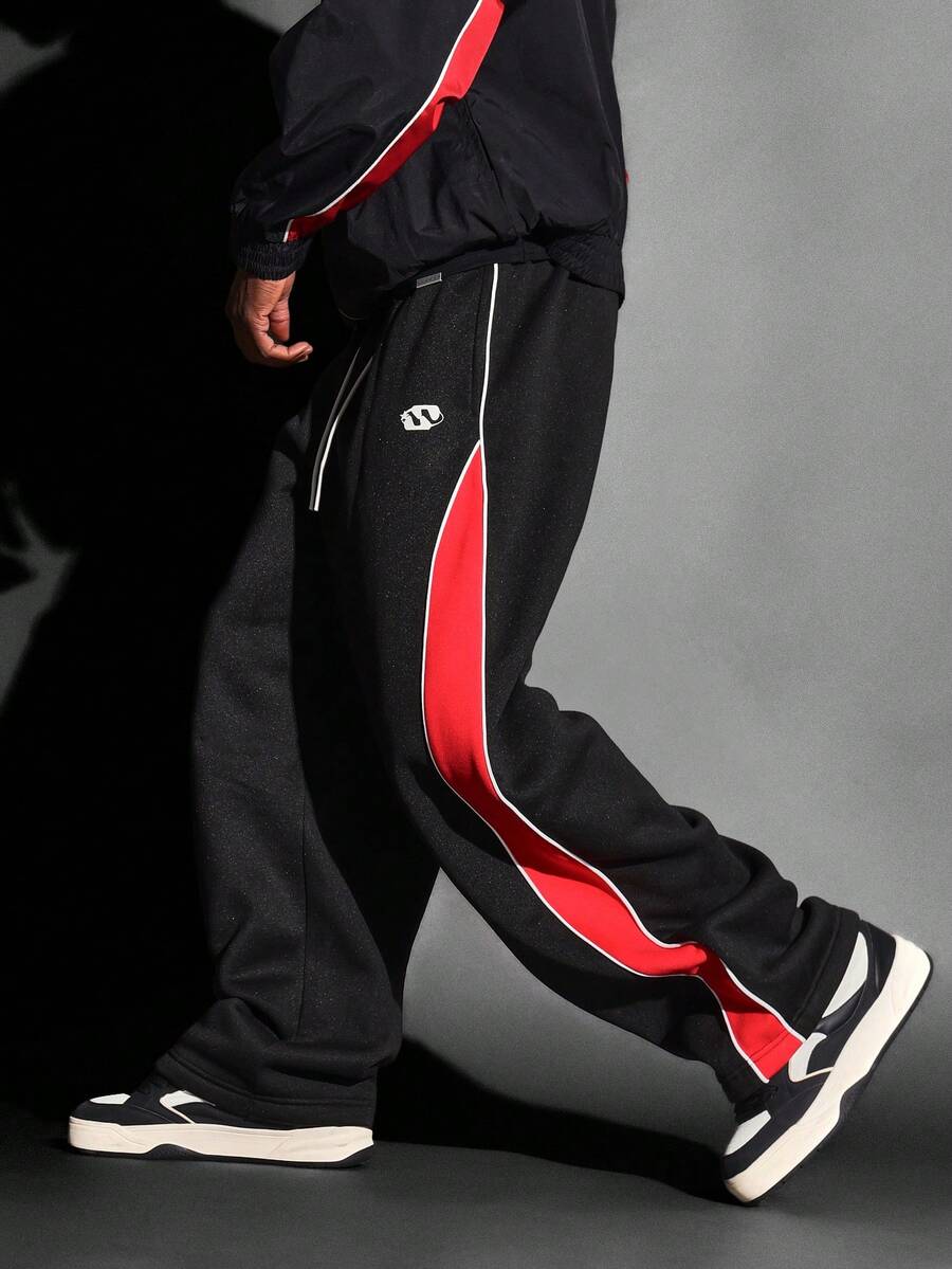 SUMWON Pantaloni della tuta retrò premium a blocchi di colore, vestibilità morbida, stile streetwear, vita elasticizzata, comodi, casual, vestibilità rilassata, adatti per l'autunno e l'inverno